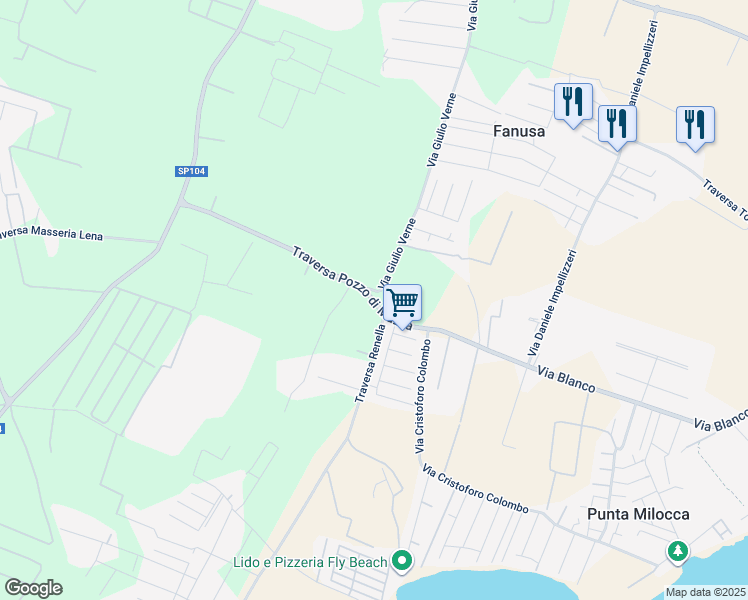 map of restaurants, bars, coffee shops, grocery stores, and more near 5 Traversa Pozzo di Mazza in Provincia di Siracusa