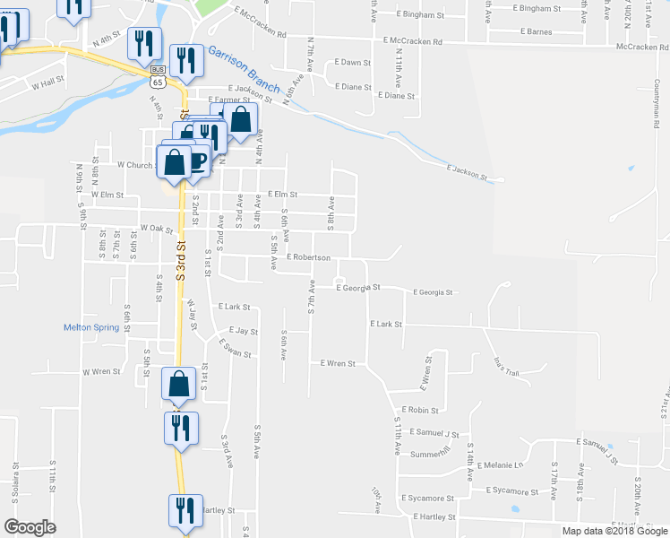map of restaurants, bars, coffee shops, grocery stores, and more near 403-405 North 8th Avenue in Ozark