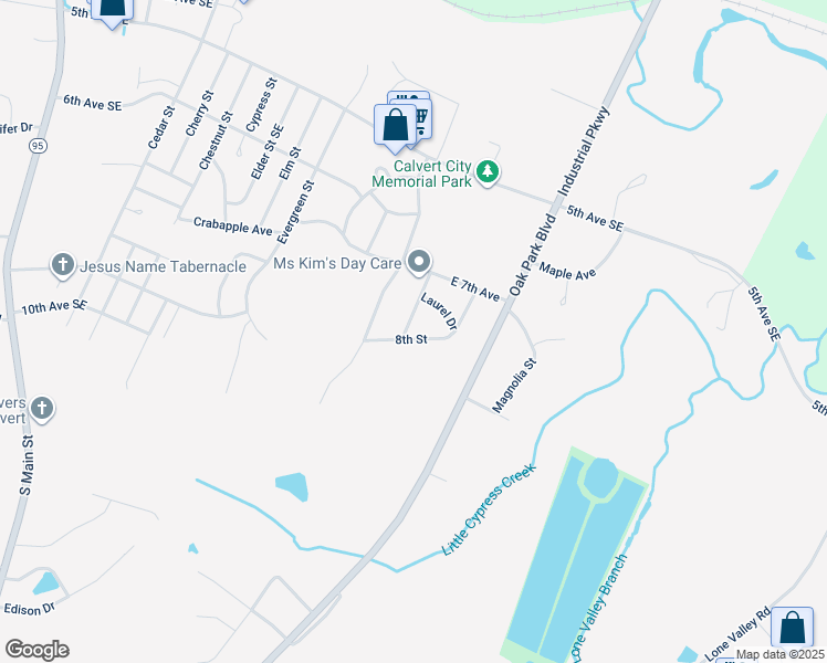 map of restaurants, bars, coffee shops, grocery stores, and more near 730-734 Juniper Street in Calvert City