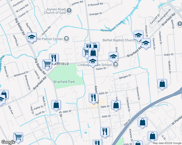 map of restaurants, bars, coffee shops, grocery stores, and more near 7 Stratum Way in Hampton