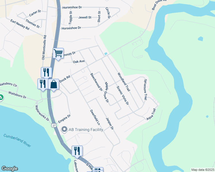 map of restaurants, bars, coffee shops, grocery stores, and more near 5119 Maple Grove Drive in Somerset