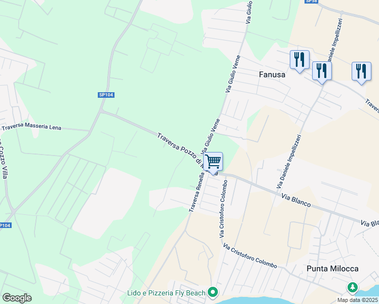 map of restaurants, bars, coffee shops, grocery stores, and more near 5 Traversa Pozzo di Mazza in Provincia di Siracusa