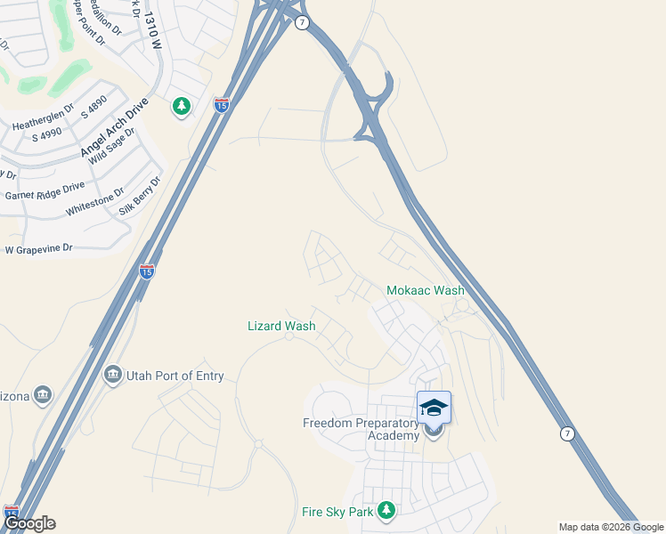 map of restaurants, bars, coffee shops, grocery stores, and more near 5296 Blue Pearl Alley in St. George