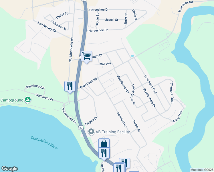 map of restaurants, bars, coffee shops, grocery stores, and more near Ruths Drive in Somerset