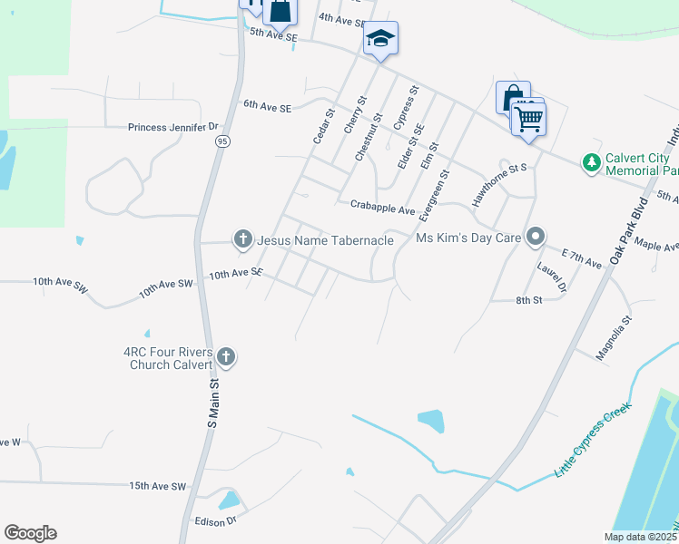 map of restaurants, bars, coffee shops, grocery stores, and more near 900 Walnut Street in Calvert City
