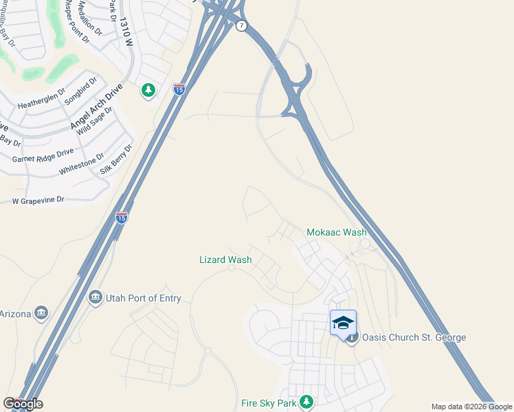 map of restaurants, bars, coffee shops, grocery stores, and more near Southern Parkway in St. George