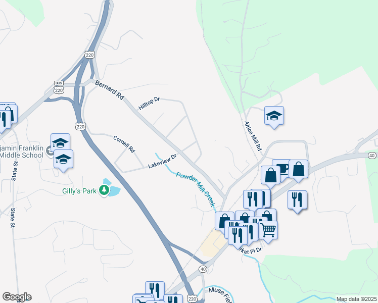 map of restaurants, bars, coffee shops, grocery stores, and more near 103-133 State Route 1009 in Rocky Mount