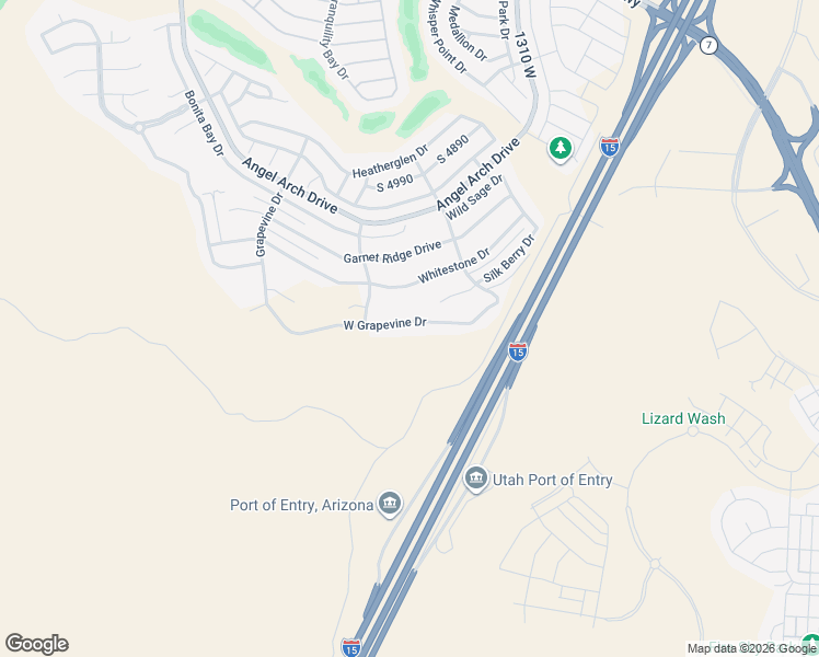 map of restaurants, bars, coffee shops, grocery stores, and more near 1534 Grapevine Drive in St. George