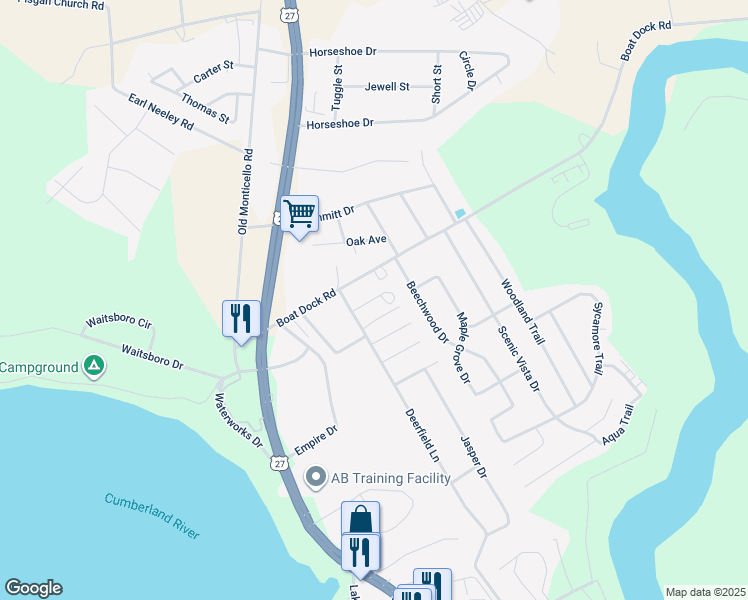 map of restaurants, bars, coffee shops, grocery stores, and more near Ruths Drive in Somerset
