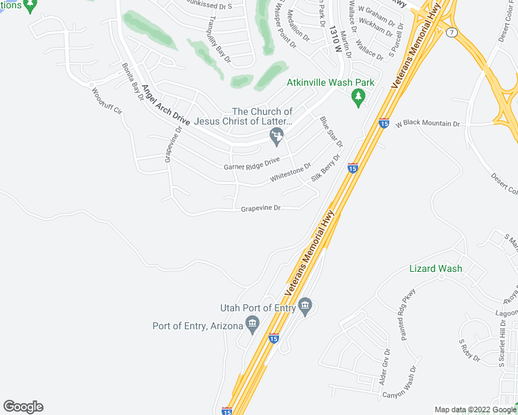 map of restaurants, bars, coffee shops, grocery stores, and more near Grapevine Drive in St. George