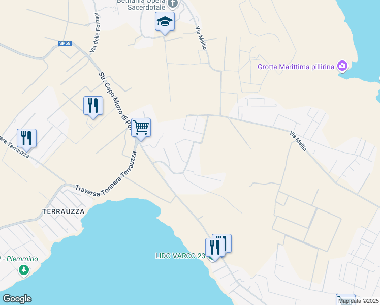 map of restaurants, bars, coffee shops, grocery stores, and more near 6 Via della Galena in Libero consorzio comunale di Siracusa