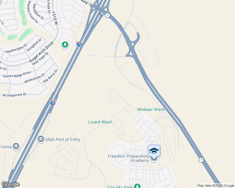 map of restaurants, bars, coffee shops, grocery stores, and more near 5267 South Blue Pearl Alley in St. George