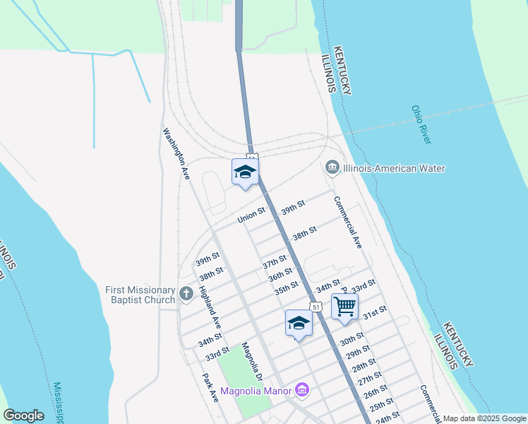 map of restaurants, bars, coffee shops, grocery stores, and more near 422 Union Street in Cairo