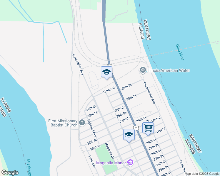 map of restaurants, bars, coffee shops, grocery stores, and more near 422 Union Street in Cairo