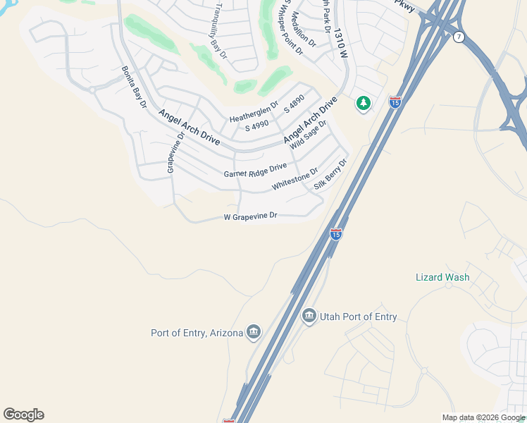 map of restaurants, bars, coffee shops, grocery stores, and more near 1534 Grapevine Drive in St. George