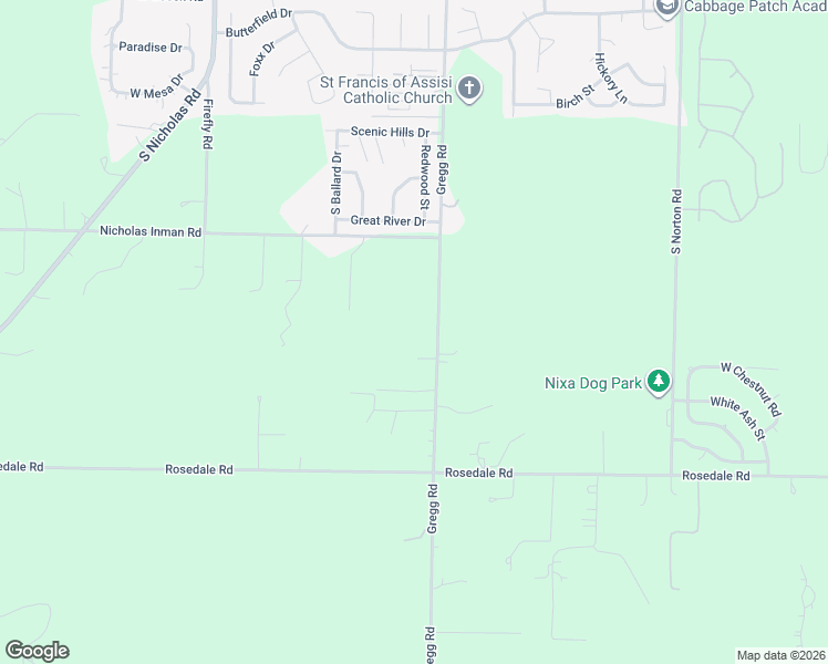 map of restaurants, bars, coffee shops, grocery stores, and more near 1107 South Gregg Road in Nixa