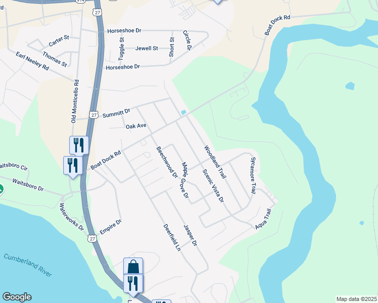 map of restaurants, bars, coffee shops, grocery stores, and more near 5001-5119 Maple Grove Drive in Somerset