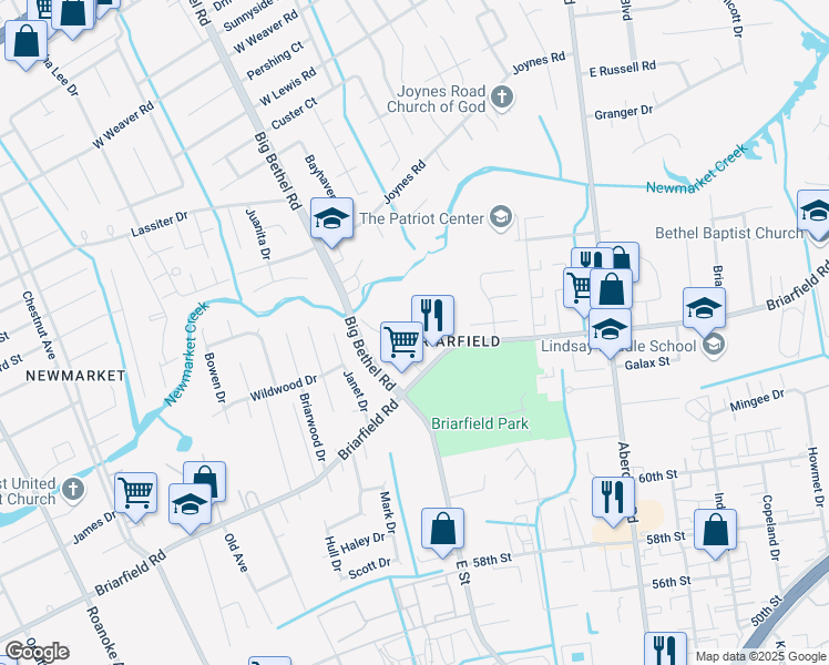 map of restaurants, bars, coffee shops, grocery stores, and more near 14 Butler Drive in Hampton