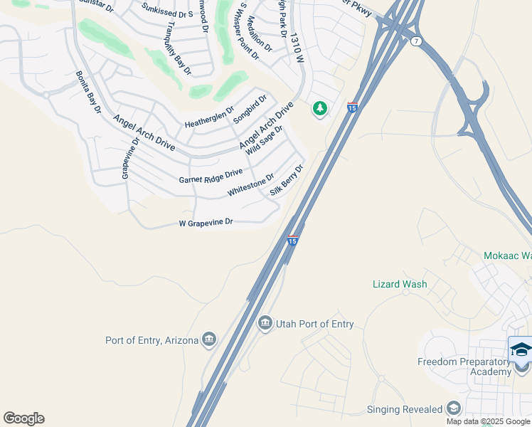 map of restaurants, bars, coffee shops, grocery stores, and more near 1392 West Grapevine Drive in St. George