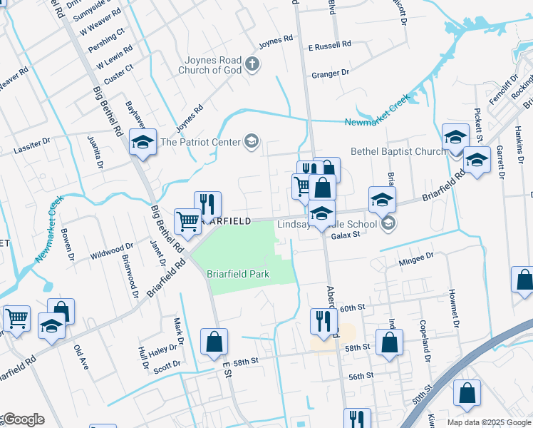 map of restaurants, bars, coffee shops, grocery stores, and more near 24 Sunbriar Way in Hampton