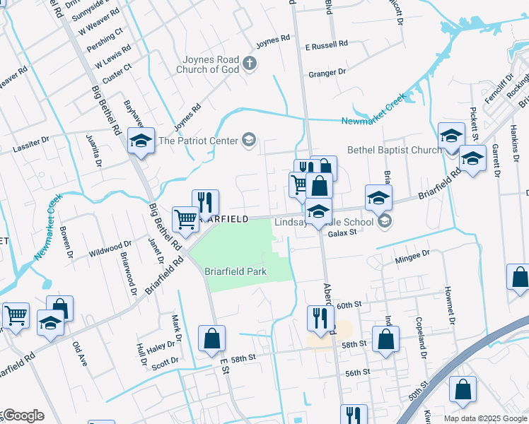 map of restaurants, bars, coffee shops, grocery stores, and more near 24 Sunbriar Way in Hampton