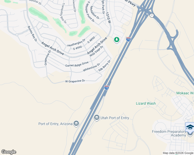 map of restaurants, bars, coffee shops, grocery stores, and more near 1392 West Grapevine Drive in St. George