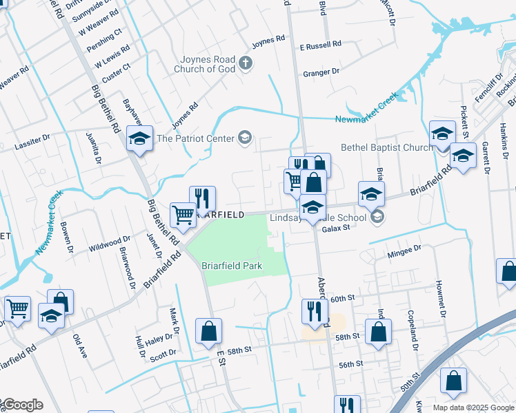 map of restaurants, bars, coffee shops, grocery stores, and more near 24 Sunbriar Way in Hampton