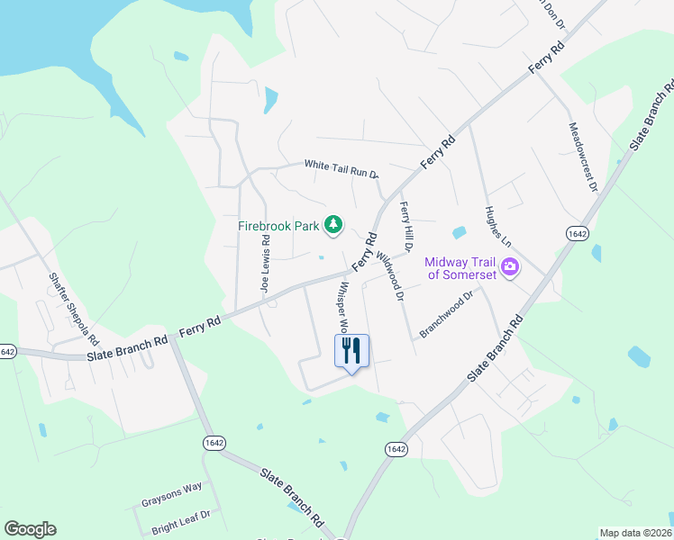 map of restaurants, bars, coffee shops, grocery stores, and more near 1402 Ferry Road in Somerset