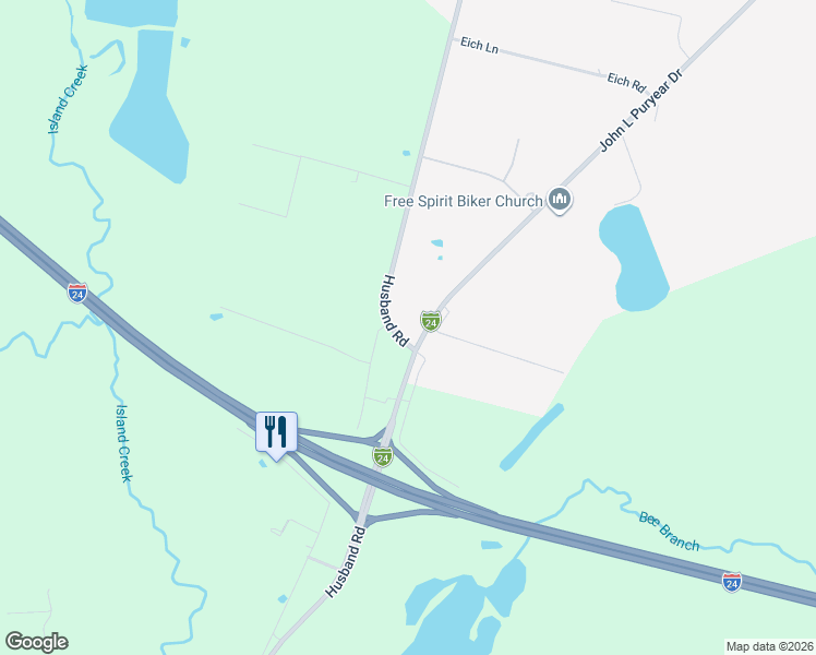 map of restaurants, bars, coffee shops, grocery stores, and more near 2706 Husband Road in Paducah