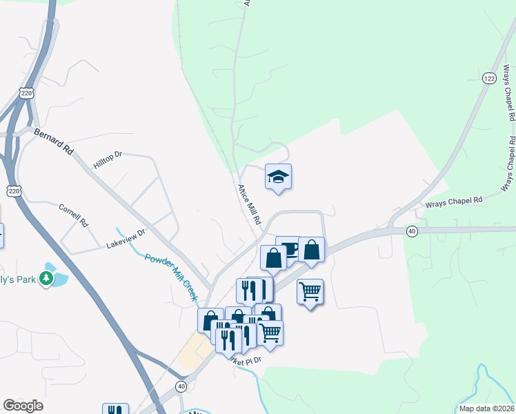 map of restaurants, bars, coffee shops, grocery stores, and more near 711 School Board Rd in Rocky Mt
