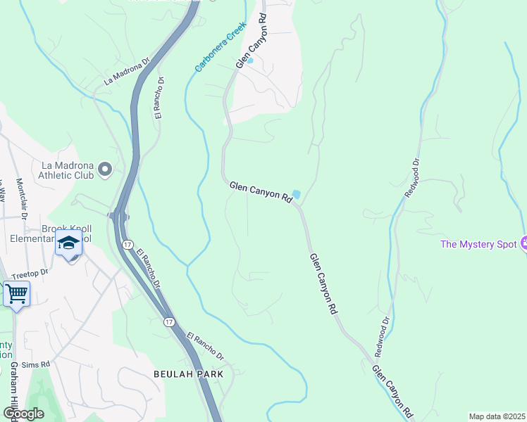 map of restaurants, bars, coffee shops, grocery stores, and more near 175 Rabbits Run Road in Santa Cruz
