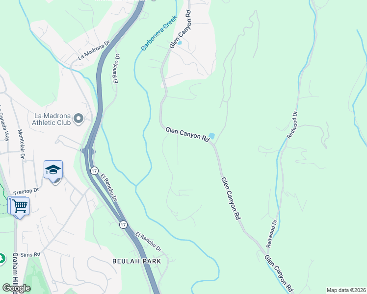 map of restaurants, bars, coffee shops, grocery stores, and more near 175 Rabbits Run Road in Santa Cruz