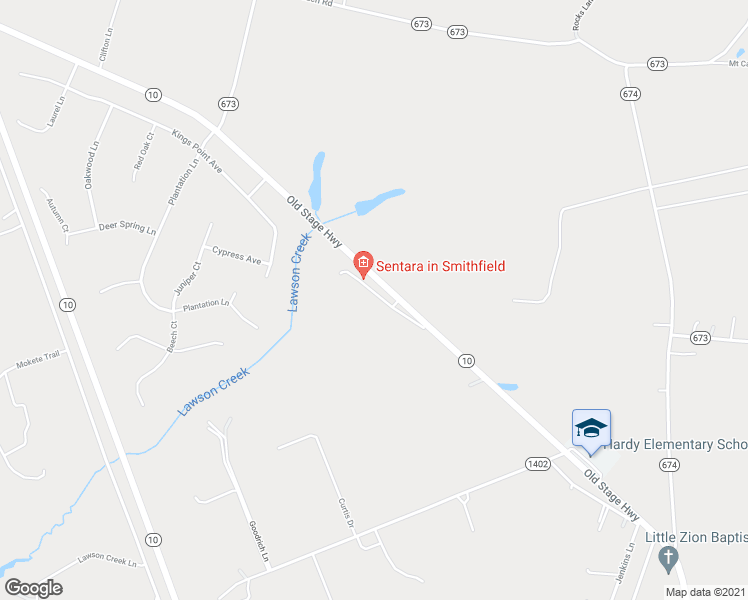 map of restaurants, bars, coffee shops, grocery stores, and more near 8816 Smithfield Apartments Lane in Smithfield