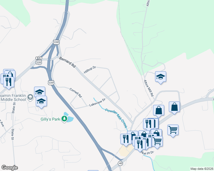 map of restaurants, bars, coffee shops, grocery stores, and more near 80 Vantage Drive in Rocky Mount