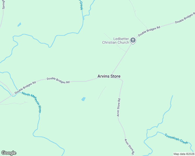 map of restaurants, bars, coffee shops, grocery stores, and more near Double Bridges Road in Keysville