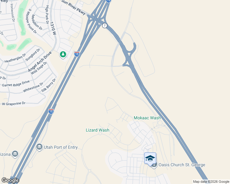 map of restaurants, bars, coffee shops, grocery stores, and more near Black Mountain Drive in St. George