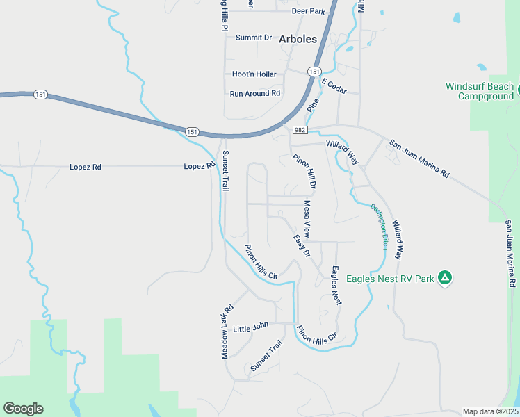 map of restaurants, bars, coffee shops, grocery stores, and more near 423 Pinon Hills Circle in Arboles