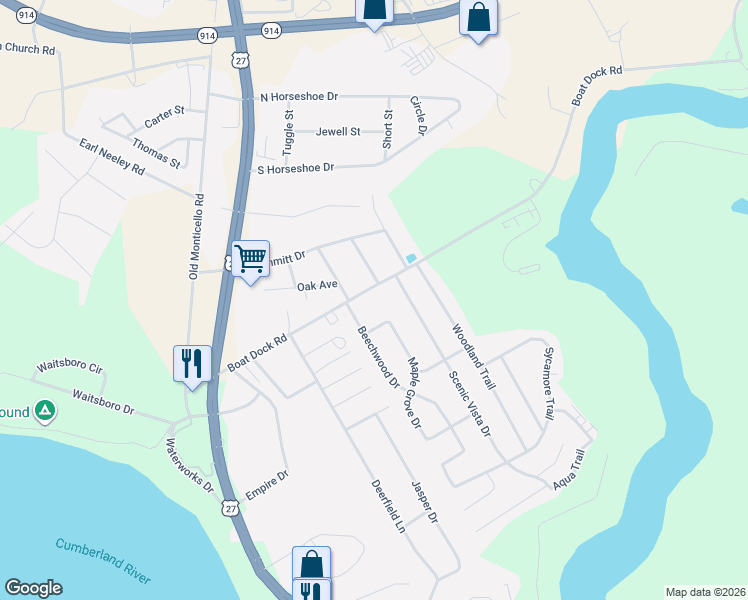 map of restaurants, bars, coffee shops, grocery stores, and more near Boat Dock Road in Somerset