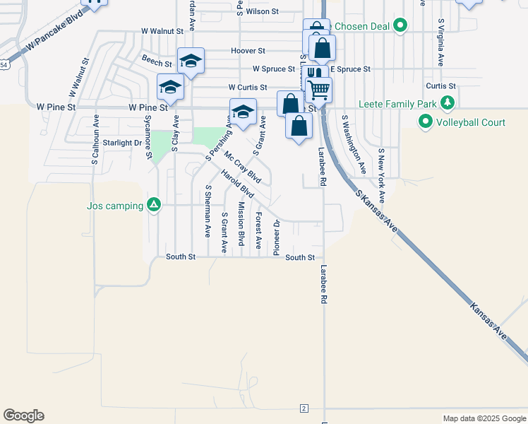 map of restaurants, bars, coffee shops, grocery stores, and more near 300-328 Harold Boulevard in Liberal