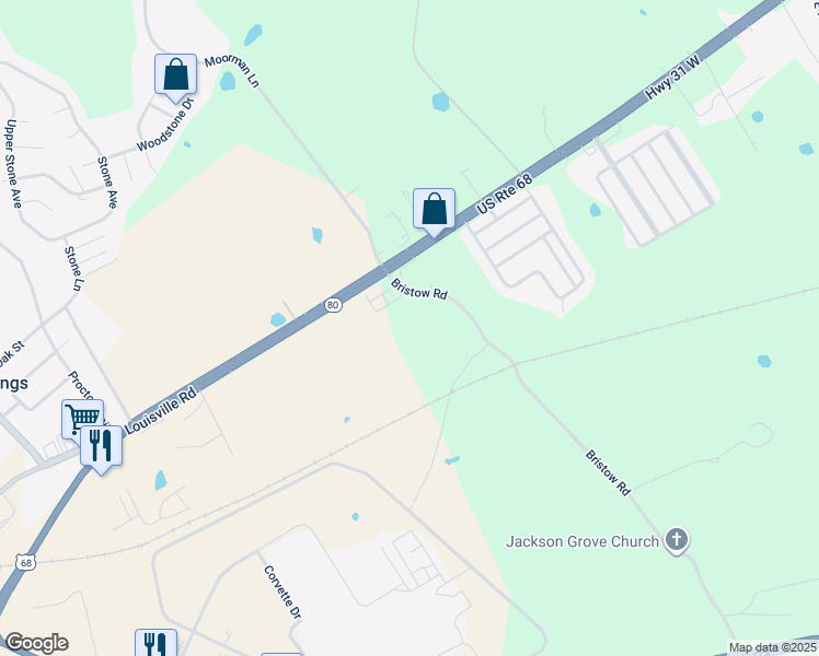 map of restaurants, bars, coffee shops, grocery stores, and more near 275 Bristow Road in Bowling Green