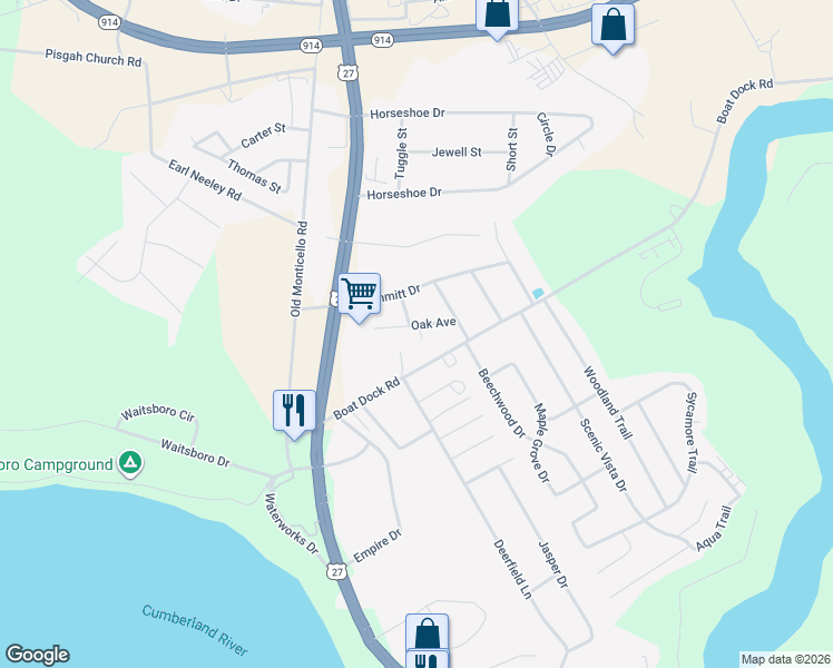 map of restaurants, bars, coffee shops, grocery stores, and more near 114 Oak Avenue in Somerset