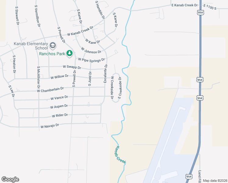 map of restaurants, bars, coffee shops, grocery stores, and more near 1603 West Creekside Drive in Kanab