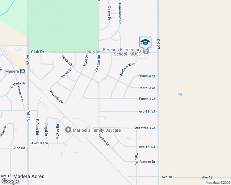 map of restaurants, bars, coffee shops, grocery stores, and more near 26739 Frisco Way in Madera