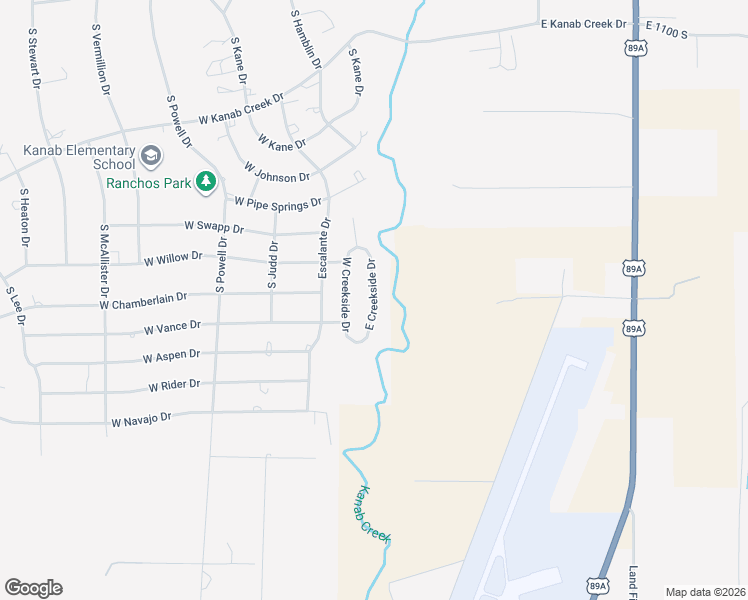 map of restaurants, bars, coffee shops, grocery stores, and more near 1558 East Creekside Drive in Kanab