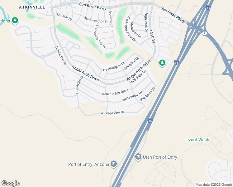 map of restaurants, bars, coffee shops, grocery stores, and more near Garnet Ridge Drive in St. George