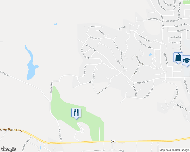 map of restaurants, bars, coffee shops, grocery stores, and more near 2380 Sunflower Circle in Gilroy