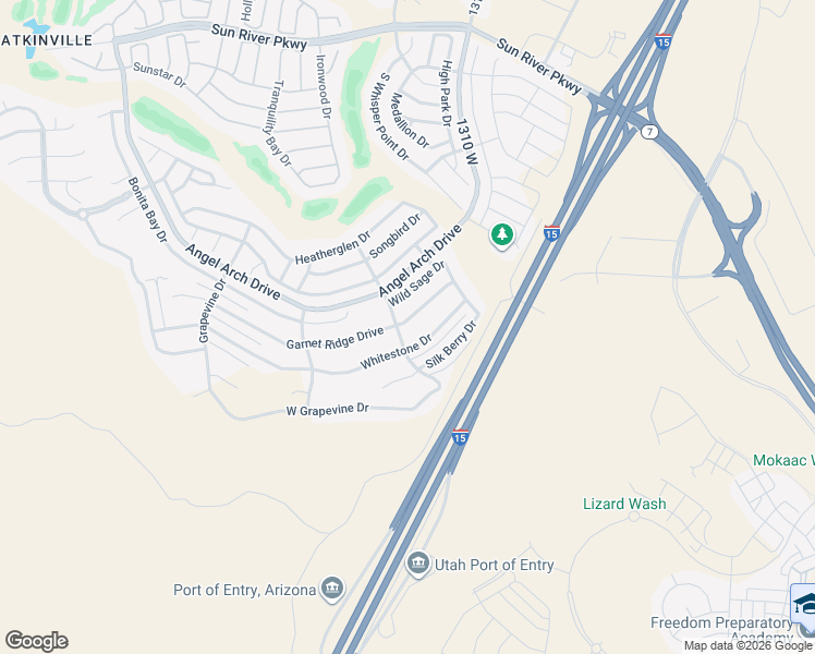 map of restaurants, bars, coffee shops, grocery stores, and more near 1433 Garnet Ridge Drive in St. George