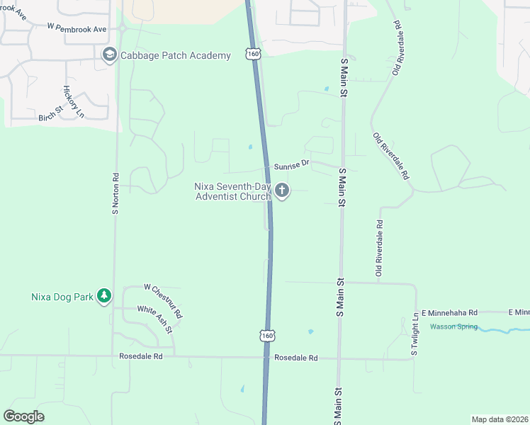 map of restaurants, bars, coffee shops, grocery stores, and more near West Citydel Road in Nixa