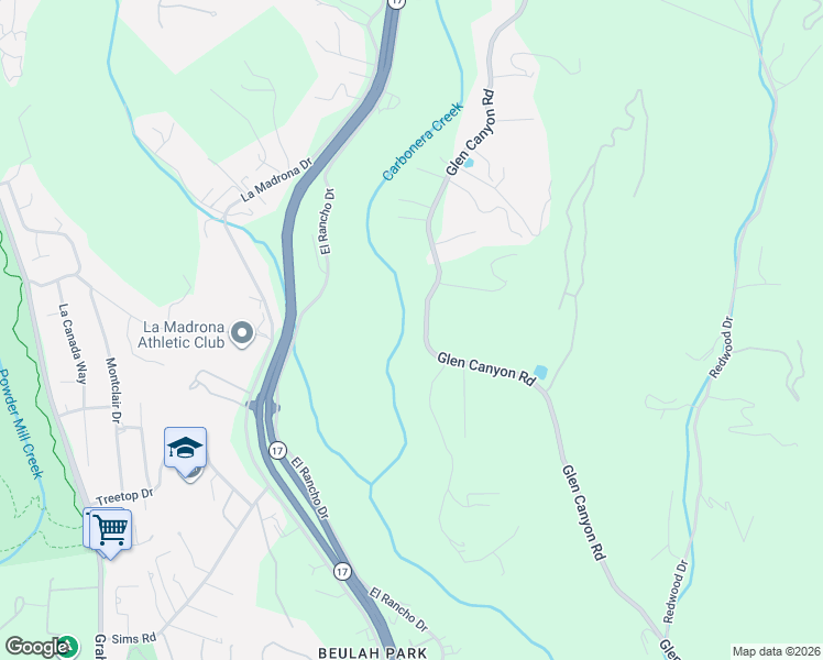 map of restaurants, bars, coffee shops, grocery stores, and more near 2000 Glen Canyon Road in Santa Cruz