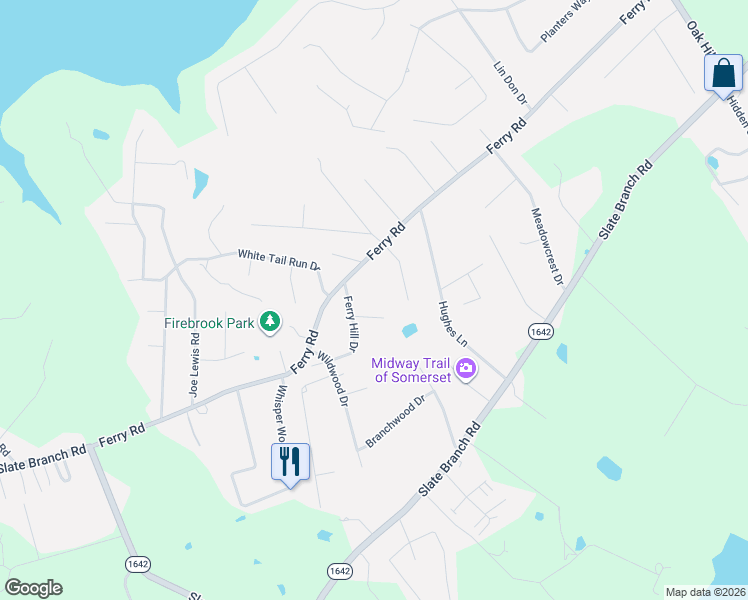 map of restaurants, bars, coffee shops, grocery stores, and more near 75 Ferry Hill Drive in Somerset